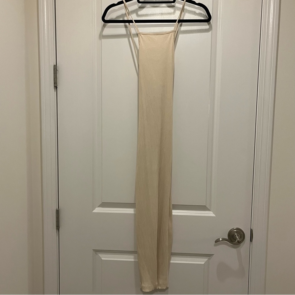 Zara cream spaghetti strap maxi dress